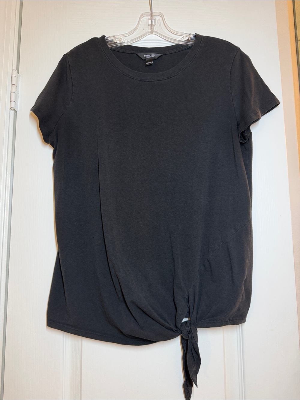 Simply Vera Vera Wang Black Short Sleeve Tie-Front Tee